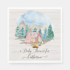 Waldtiere Hirschbärenblume Rustikale Babydusche Serviette