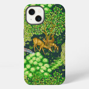 WALDTIERE, HIRSCHE AN EINEM BACH Blau Grüne Floral iPhone 13 Hülle