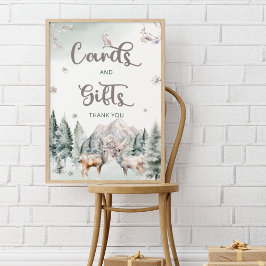 Waldtiere Hirsche Winterkarten und Geschenke Poster