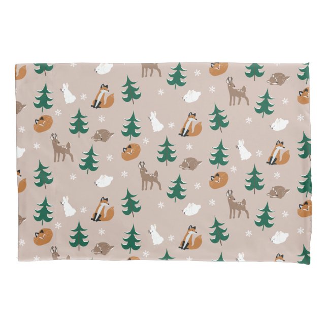 Waldtiere Hirschfocken Bunny Pattern Trees Kissenbezug (Vorderseite)
