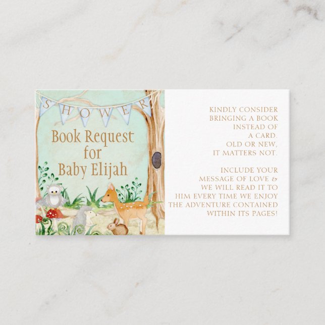 Waldtiere Hirschtierbuchanfrage Visitenkarte (Vorderseite)