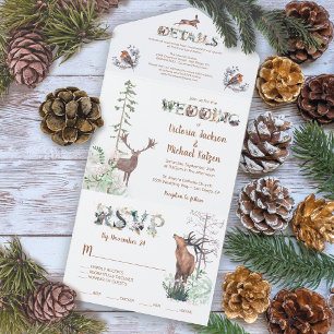 Waldtiere Hochzeiten All In One Einladung