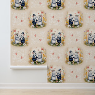 Waldtiere Hochzeitsmäuse Liebe Floral Tapete