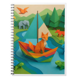 Waldtiere im Origami-Stil – Bunte Origami-Wildnis  Notizblock