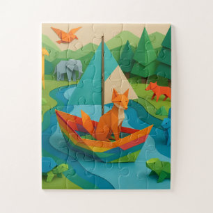 Waldtiere im Origami-Stil – Bunte Origami-Wildnis Puzzle
