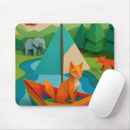 Waldtiere im Origami-Stil – Bunte Papierfaltkunst  Mousepad