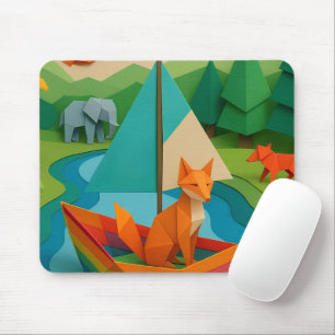 Waldtiere im Origami-Stil – Bunte Papierfaltkunst Mousepad