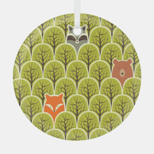 Waldtiere im Vintage-Muster Ornament Aus Glas