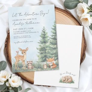 Waldtiere im Wasserfarbenstil - Baby Shower im Wal Einladung