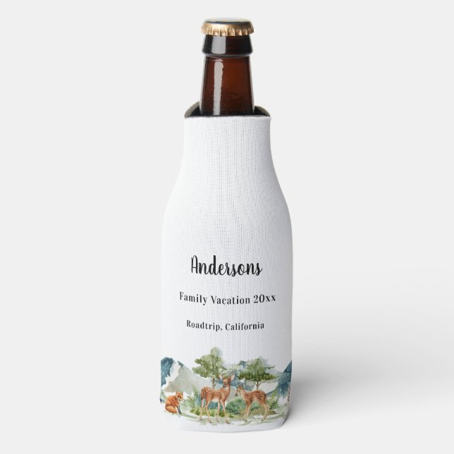 Waldtiere in Familienurlaub Flaschenkühler (Flaschenvorderseite)