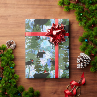 Waldtiere in Santa-Hüten Geschenkpapier