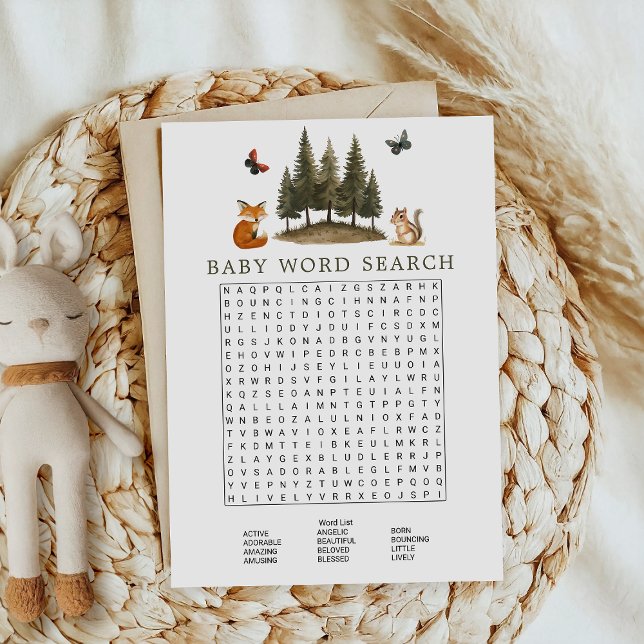 Waldtiere in Wäldern Baby Word Search Game Einladung (Von Creator hochgeladen)