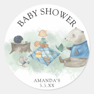 Waldtiere in Wäldern - Babydusche Runder Aufkleber
