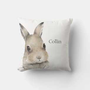 Waldtiere Kaninchen Watercolor-Typografie Name Kissen
