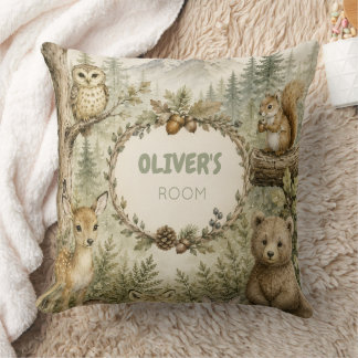 Waldtiere Kinder-/Babyzimmer Individueller Name Kissen