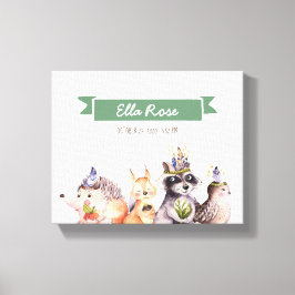 Waldtiere Kinderzimmer Name Wall Art Leinwanddruck