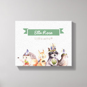 Waldtiere Kinderzimmer Name Wall Art Leinwanddruck