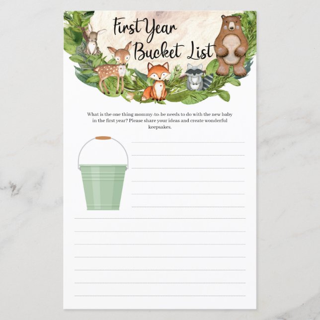 Waldtiere - Liste der Waldtiere im ersten Jahr (Vorderseite)