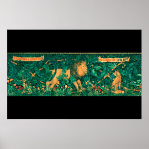Waldtiere, Löwen, W.Morris Digitale Ausarbeitung Poster