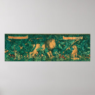 Waldtiere, Löwen, W.Morris Digitale Ausarbeitung Poster