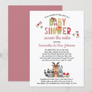 Waldtiere Mädchen Baby Shower per Post Einladung