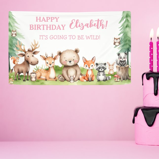 Waldtiere Mädchen zum Geburtstag Banner (Von Creator hochgeladen)