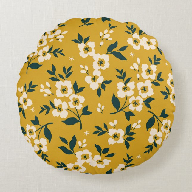 Waldtiere, Masken, Virusmuster. Rundes Kissen (Vorderseite)