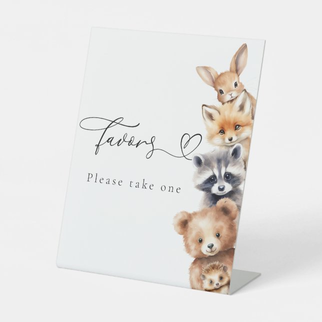 Waldtiere Moderne Babydusche Bar Sockelschild (Vorderseite)