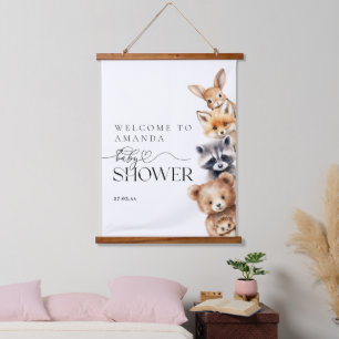Waldtiere Moderne Babydusche Wandteppich Mit Holzrahmen