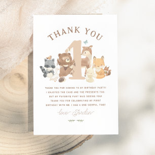 Waldtiere Niedlich Geburtstagsparty des ersten Fot Dankeskarte