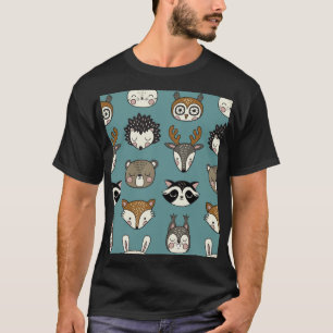 Waldtiere Niedliches Vintages Muster T-Shirt