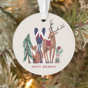 Waldtiere Nordic Ski Weihnachtskinder Ornamene Ornament