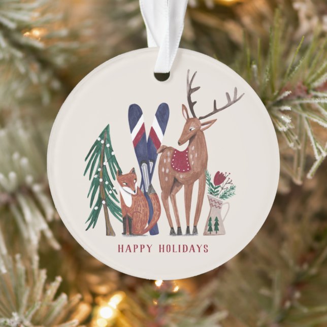 Waldtiere Nordic Ski Weihnachtskinder Ornamene Ornament (Baum)