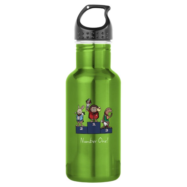 Waldtiere Nummer Eins! Geschenk-Podium-Kunst Edelstahlflasche (Vorderseite)