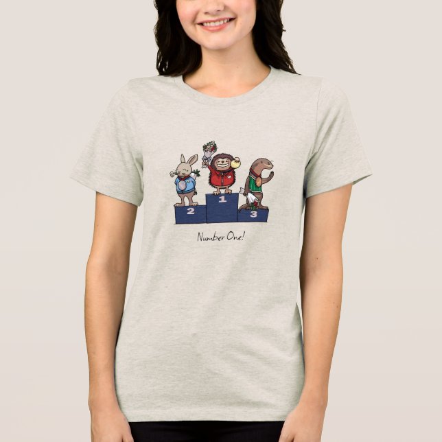 Waldtiere Nummer Eins! Geschenk-Podium-Kunst Tri-Blend Shirt (Vorderseite)