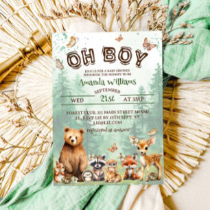 Waldtiere Oh Junge Boho-Baby-Party Einladung