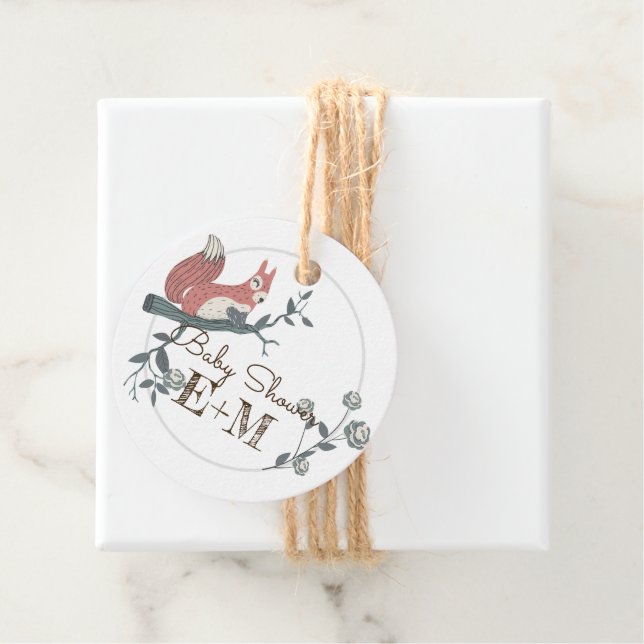 Waldtiere Paare BABY SHOWER Geschenkanhänger (Beispiel)