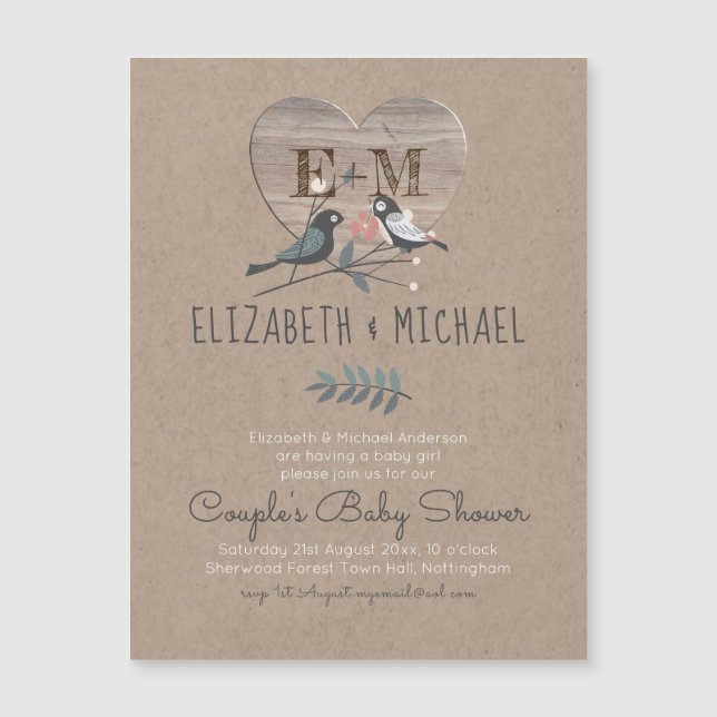 Waldtiere Paare BABY SHOWER Magnetkarte