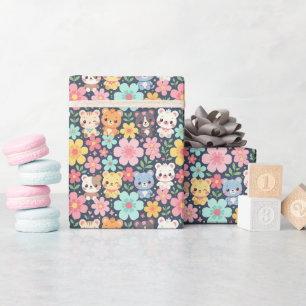 Waldtiere-Parade Süßes Tiermuster Geschenkpapier