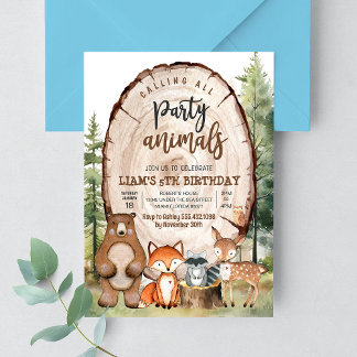 Waldtiere Party Forest Birthday Einladung