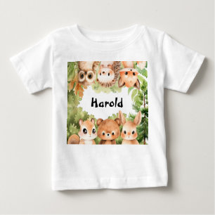 Waldtiere Personalisiert Junge Baby T-shirt