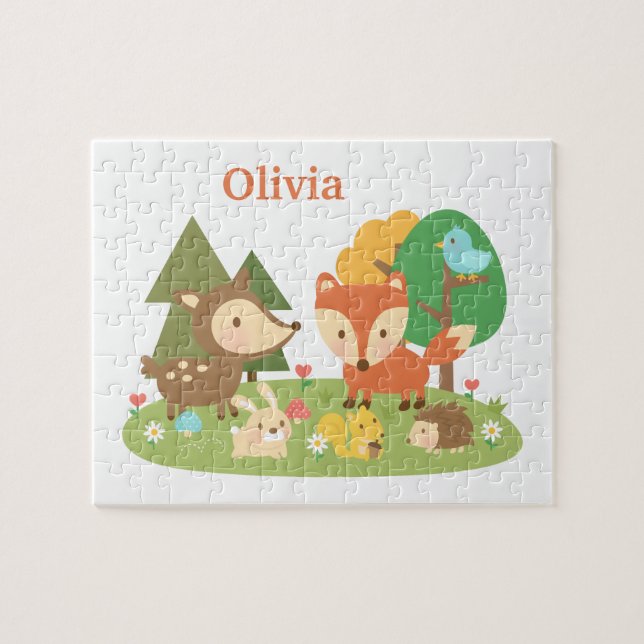Waldtiere Personalisierte Kinder Puzzle (Horizontal)