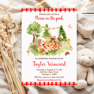 Waldtiere Picknick Baby Shower Einladung