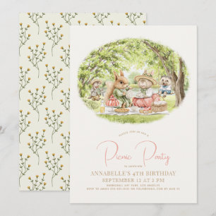 Waldtiere Picnic Girl Birthday Einladung
