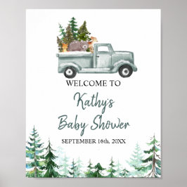 Waldtiere Pinienbäume Begrüßungszeichen Poster