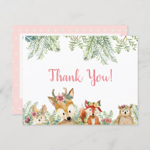 Waldtiere Pink Boho Deer n Fox Vielen Dank Einladung