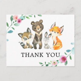 Waldtiere Pink Danke Postcard Postkarte