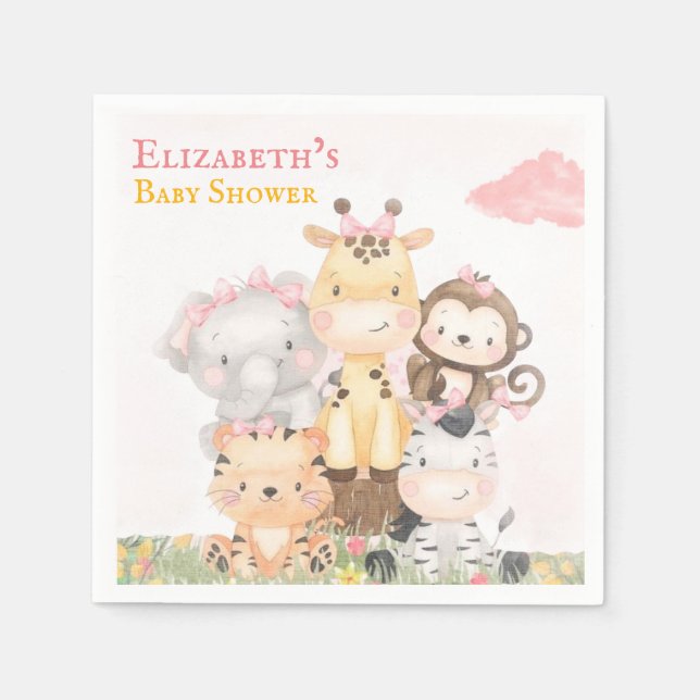 Waldtiere | Pink Painted Girl Baby Dusche Serviette (Vorderseite)