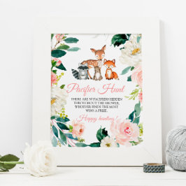 Waldtiere & Pink Schnuller Jagdzettel Poster