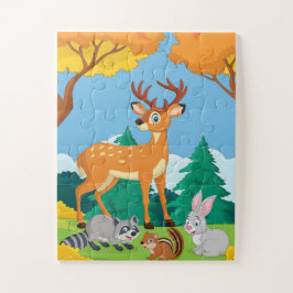 Waldtiere Raccoon Chipmunk Rabbit Deer Puzzle